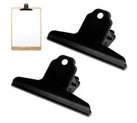 Clips De Papel De Toro Grande, 2 Uds Clips De Toro Clips Largos De Bulldog Abrazaderas De Clip De Papel De Carpeta De Metal Grueso Para Tablero De Dibujo De Cocina De Oficina(Black)