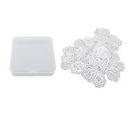 Clips de papel en forma de rosa, clips de metal decorativos con caja de almacenamiento transparente, diseño floral para uso escolar y de oficina, 50 unidades de bonitos clips (Blanca)