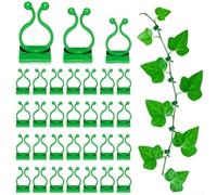 Clips de pared para plantas, 90 ganchos de plástico verde para plantas trepadoras, organizador de cables fuerte para jardín vertical interior y exterior