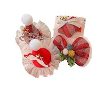 Clips de pelo de Navidad para las niñas, 4PCS festivo sombrero de Santa & arco pinzas de pelo, disfraces y trajes de vacaciones (Red)