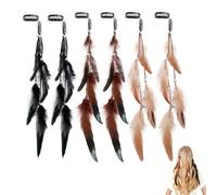Clips de Pelo Pluma, Pluma Extensiones de Cabello,Hippie Clips Cabello Plumas,Boho Clips Cabello Plumas, 6PCS Mujer Pluma Extensiones de Cabello,Festival Cosplay Disfraz Accesorios Cosplay Halloween