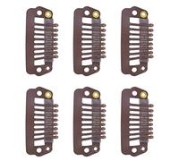 Clips de Peluca, 50pcs 8 Consejos 8 Dientes de Extensión Cabello Clips Peine Napp Peluca Acero Inoxidable con Agarres Cabello Goma para Extensión (MEDIUM BROWN)