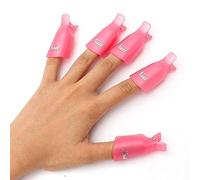 Clips de removedor de esmalte de uñas de acrílico de plástico de 10 piezas, Reutilizable Nail Art Soak Off Cap Clip UV Removedor de esmalte de gel Herramienta de limpieza de envoltura Rosa