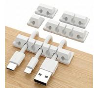 Clips de Soporte de Cable, 1/2/3/5/7 Slots [Pack of 5] Autoadhesivo Organizador cables, Clips para Cables Cable Management para la Gestión de Cables de Carga USB de Escritorio, Blanco