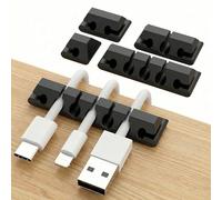 Clips de Soporte de Cable, 1/2/3/5/7 Slots [Pack of 5] Autoadhesivo Organizador cables, Clips para Cables Cable Management para la Gestión de Cables de Carga USB de Escritorio (Negro)