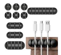 Clips de Soporte de Cable, 10 Pcs Organizador Clip de Cable, Autoadhesivo de Silicona Organizador de Cable, Clips para Cables Duraderos para la Gestión de Cables de Carga PC USB de Escritorio - Negro