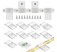 Clips de tira de luz LED, 20 soportes de montaje transparentes, soporte de plástico de doble fijación para armario de cocina de luces de hadas IP67 de 10 mm