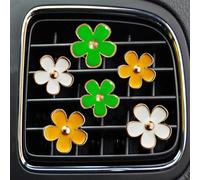 Clips de ventilación - 6 piezas de decoración de coche con margaritas para ventilación y acondicionamiento - Accesorios de decoración hechos a mano para el interior del coche - Bonito encanto y