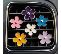 Clips de ventilación - 6 piezas de decoración de coche con margaritas para ventilación y acondicionamiento - Accesorios de decoración hechos a mano para el interior del coche - Bonito encanto y
