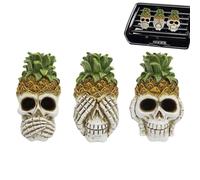 Clips de ventilación de coche con diseño de calavera, 3 unidades de resina «Hear No See No Speak No», difusor de de aromaterapia seguro, difusor relajante para coche