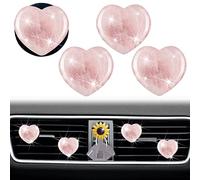 Clips de ventilación de cuarzo con forma de corazón, 4 ambientadores de coche estilo corazón rosa, clips de ventilación para difusor de coche, bonita decoración del interior del coche, accesorios de