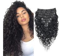 Clips En Extensiones De Cabello Humano Para Las Mujeres Profundo Rizado 8pcs 20clips 120g BrasileñO Virgen Remy Rizos Ondulados Color Natural 60,9 cm(24 pulgadas)