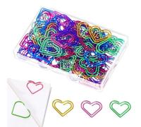 Clips en forma de corazón,Clips Corazón | Clips decorativos de 100 piezas - Pequeñas grapas de acero inoxidable para la escuela, grapas decorativas, grapas fantasía para documentos
