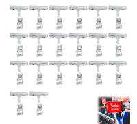Clips Giratorios de Plástico de Etiqueta, Pinza giratoria para sostener indicadores de producto, 20 unidades, transparente, diseño doble con cuerpo giratorio, tamaño ajustable