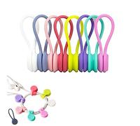 Clips Magnéticos para Cables,8 Piezas Magnéticas de Silicona Reutilizables Clips Magnéticos Multifuncionales Gestión y Organización de Cables para Auriculares Cables USB Marcapáginas Llavero 8 Colores