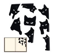 Clips magnéticos para marcapáginas - 8 piezas reutilizables diseño de gatos negros | Marcadores antideslizantes para libros y revistas | Para biblioteca escolar lecciones marcadores hombres mujeres