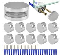 Clips Montaje de Espejos en Pared Soportes Redondos de Herrajes para Vidrio | Clips para Montaje de Espejos en Placa de Yeso para casa, oficina, apartamento, lavandería, baño, cocina, entrada, arm