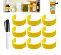 Clips para botellas de píldoras, clips de etiqueta de botella de medicamentos para una fácil identificación de medicamentos, botella con marcador, para uso diario o uso diario (9 piezas)