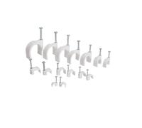 Clips para cables, Clavo de acero con clip for cable redondo blanco de 4 mm a 50 mm 100 piezas(Round 6mm)