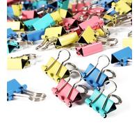 Clips para carpetas de 150 unidades, 15 mm, clips plegables de metal, mini bulldog, clips de colores, archivo, dinero, para escuela, hogar, cocina, tiendas, suministros de oficina (4 colores)