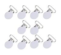 Clips para chupete, 10 piezas de metal redondo suspensor snap chupete correa titular para hacer bricolaje artesanía de cuero(blanco)