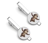 Clips para corbata de hombre con diseño de perezoso haciendo yoga, alfiler para corbata, accesorios formales para traje de negocios, paquete de 2