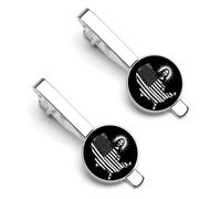 Clips para corbata Heaven Protect America para hombre, plateados, redondos, para corbata, juego de 2 unidades. Ideales para bodas, aniversarios, negocios y graduaciones.