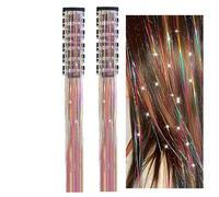 Clips para extensiones de cabello con purpurina: doce hebras de lentejuelas de 20 pulgadas, tamaño ajustable, brillantes flexibles, decoración de peinado fácil de colocar, piezas decorativas d