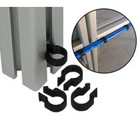 Clips para fijación de cables en perfil de construcción. Fijación rápida con función Push Click. Abrazadera. Clip de cable para perfiles de aluminio (ranura tipo I 8, diámetro interior 12 mm, negro,