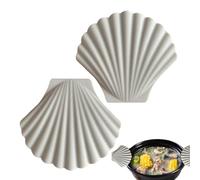 Clips Para Oreja De Olla De Silicona - Soporte De Mango Caliente Con Diseño De Concha 2 Piezas | Agarre Aislado De Silicona De Los Clips Del Oído Del Pote, Agarre De La Cubierta De La Manija De La Cac