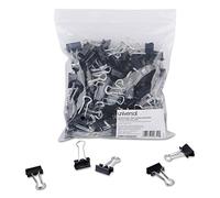 Clips pequeños para archivador, alambre de acero, capacidad de 3/8 pulgadas, 3/4 pulgadas de ancho, negro/plata, 144 unidades