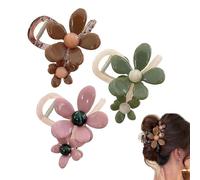Clips rectos de pico de pato de flor retro, clips de garra de pelo de flor, horquilla elegante de clip de pico de pato de flor, clips de pelo de flor antideslizantes (3pcs B)