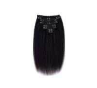 Clips rectos rizados en extensiones de cabello humano Color Natural en cabello humano Remy brasileño 120g 8 unids/set cabeza completa for mujeres Easy Installation and Removal(14inches)