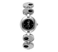 Clips Reloj analógico para Mujer con Correa de Metal., Negro, Pulsera