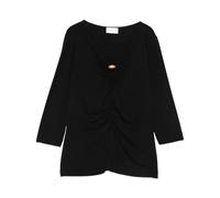 Clips - Top de Manga Larga con Cuello en V y Fruncido - Tops - Mujer - Negro - M -