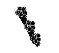 Clips trenzados para el cabello trenzados con piedras brillantes de cristal para mujeres, horquillas para el pelo de diamantes de imitación (negro, 9,5 cm)