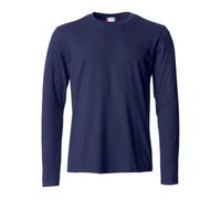 Clique - Camiseta de manga larga para hombre Basic-T L/S, de algodón jersey, cuello elástico, cinta antisudor, ajuste Slim-Fit, Azul marino, Large