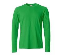 Clique - Camiseta de manga larga para hombre Basic-T L/S, de algodón Jersey, cuello elástico, cinta antisudor, ajuste slim-fit (verde ácido, M), verde ácido