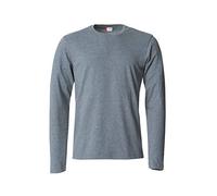 CliQue Camiseta básica de manga larga para hombre, Gris jaspeado, XXL
