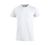 CLIQUE - Camiseta de cuello redondo de media manga para hombre Premium-T, de algodón Jersey, cinta de protección, cuello elástico, ajuste slim-fit, Color blanco., M