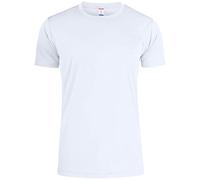 Clique - Camiseta de cuello redondo para hombre Basic Active-T, de microfibra, cinta antisudor, costuras laterales, ajuste slim-fit (blanco M), Color blanco.