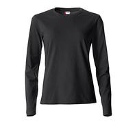 Clique - Camiseta de manga larga con cuello redondo para mujer Basic-T L/S en jersey de algodón ajuste slim fit en diferentes tamaños y colores, Negro , XS