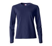Clique - Camiseta de manga larga con cuello redondo para mujer Basic-T L/S en jersey de algodón ajuste slim fit en diferentes tamaños y colores, Marina Oscura, XS