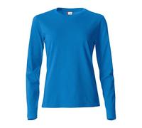 Clique - Camiseta de manga larga con cuello redondo para mujer Basic-T L/S en jersey de algodón ajuste slim fit en diferentes tamaños y colores, Azul real., XS