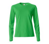 Clique - Camiseta de manga larga con cuello redondo para mujer Basic-T L/S en jersey de algodón ajuste slim fit en diferentes tamaños y colores, verde ácido, XS