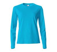 Clique - Camiseta de manga larga con cuello redondo para mujer Basic-T L/S en jersey de algodón ajuste slim fit en diferentes tamaños y colores, azul turquesa, M