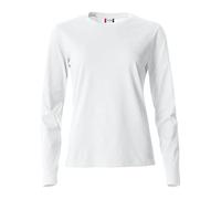 Clique - Camiseta de manga larga con cuello redondo para mujer Basic-T L/S en jersey de algodón, ajuste slim fit en diferentes medidas y colores, Color blanco., L