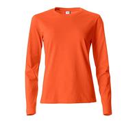 Clique - Camiseta de manga larga con cuello redondo para mujer Basic-T L/S en jersey de algodón ajuste slim fit en diferentes tamaños y colores, Color: naranja., XL