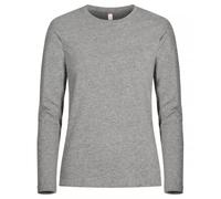 Clique - Camiseta de manga larga para hombre Basic-T L/S, de algodón jersey, cuello elástico, cinta antisudor, ajuste Slim-Fit, Heatheygrey, X-Small