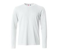 Clique - Camiseta de manga larga para hombre Basic-T L/S, de algodón jersey, cuello elástico, cinta antisudor, ajuste Slim-Fit, Color blanco., X-Small